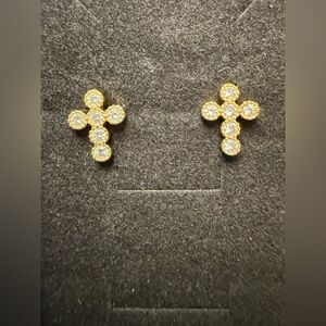 Elegant Gold and Silver Cross Earrings